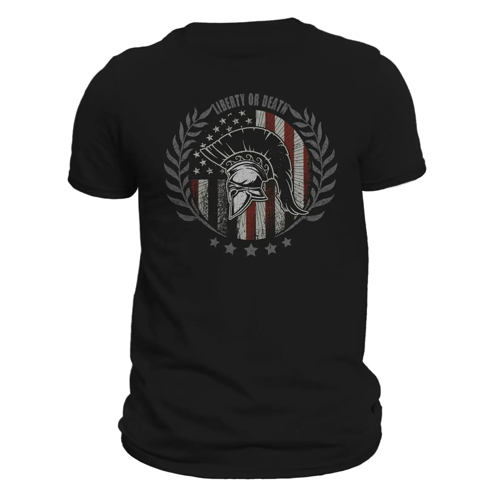 Футболка Liberty or Death American Spartan Warrior 100% хлопок с круглым вырезом и коротким рукавом
