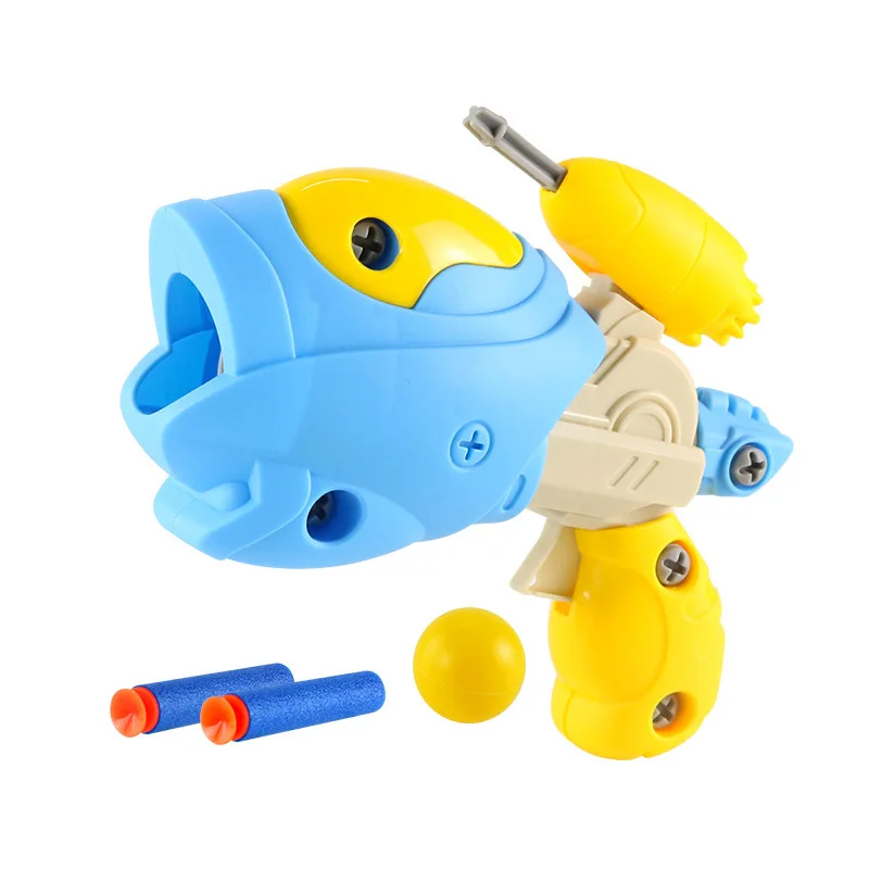 

Children's DIY Detachable Dinosaur Soft Bullet Gun Children's Educational Hand-Twist Screw Assembled Shooting Toy