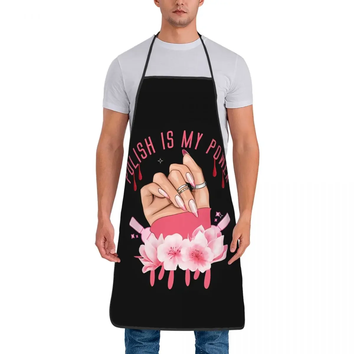 Нагрудник-лак для ногтей на заказ мой мощный фартук мужчин и женщин шеф-повар