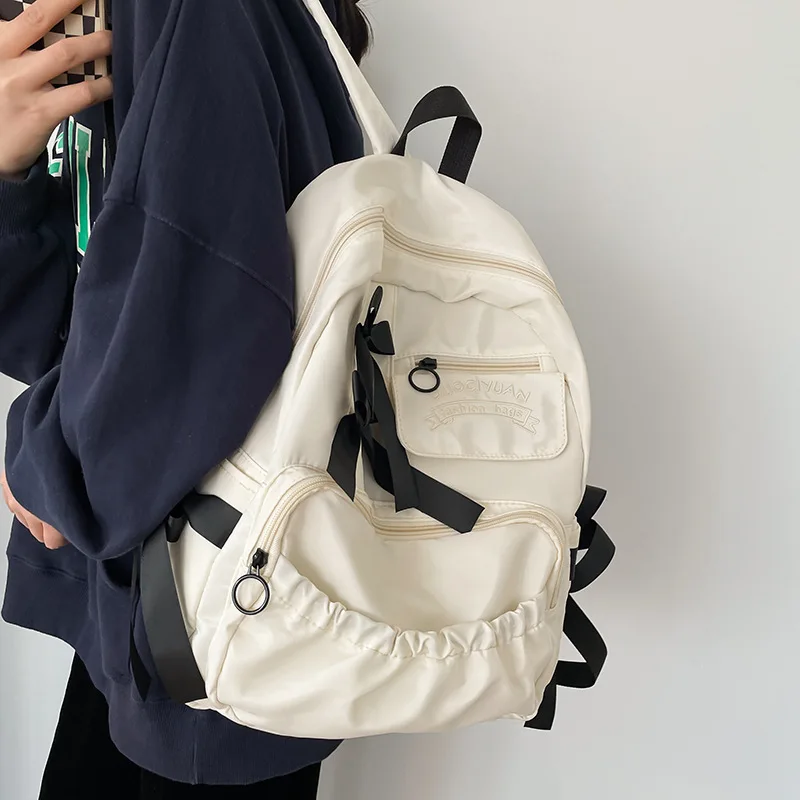 

Girls Student SchoolBag Nylon cloth Cute contrasting colors Bow tie Personalized fashion Women's Backpack