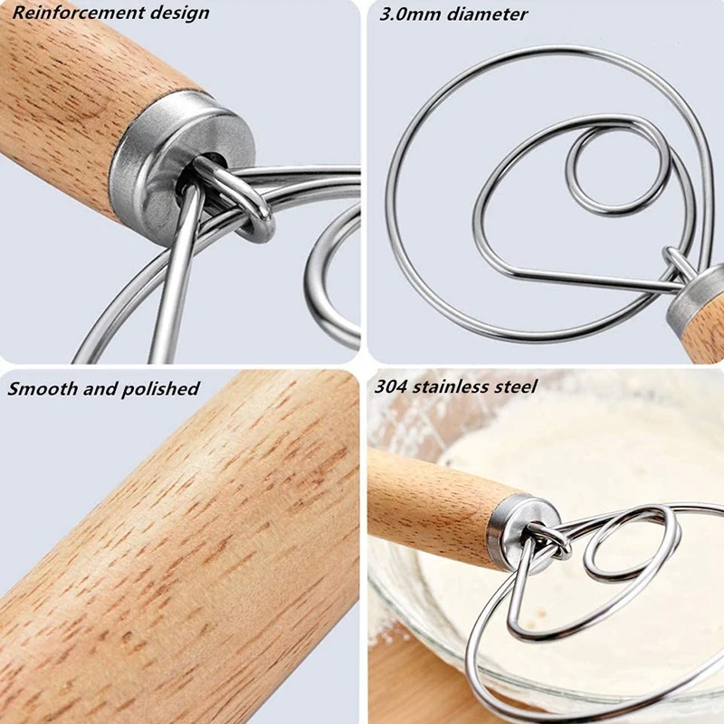 Датский венчик для теста хлеба 3 шт. голландский из нержавеющей стали торта