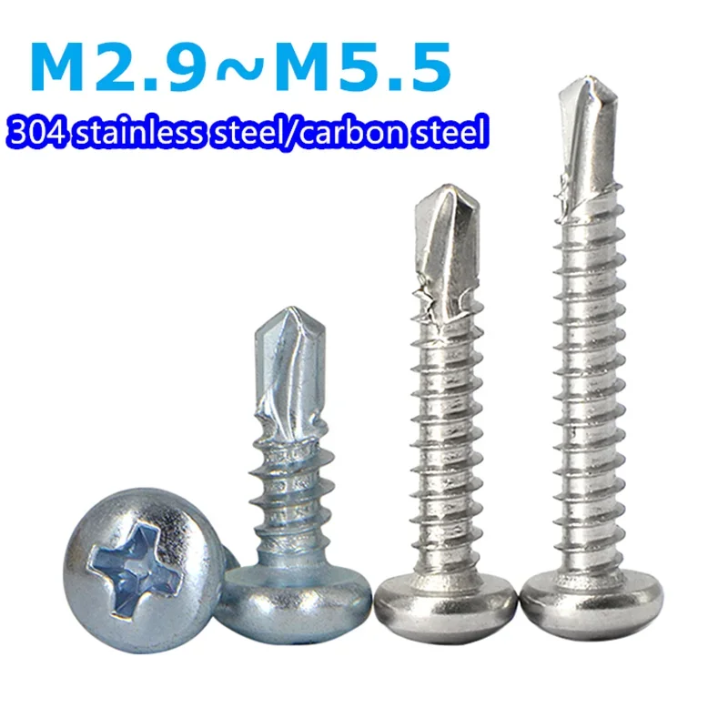 Саморез с круглой головкой из нержавеющей стали и углеродистой M2.9 ~ M6.3