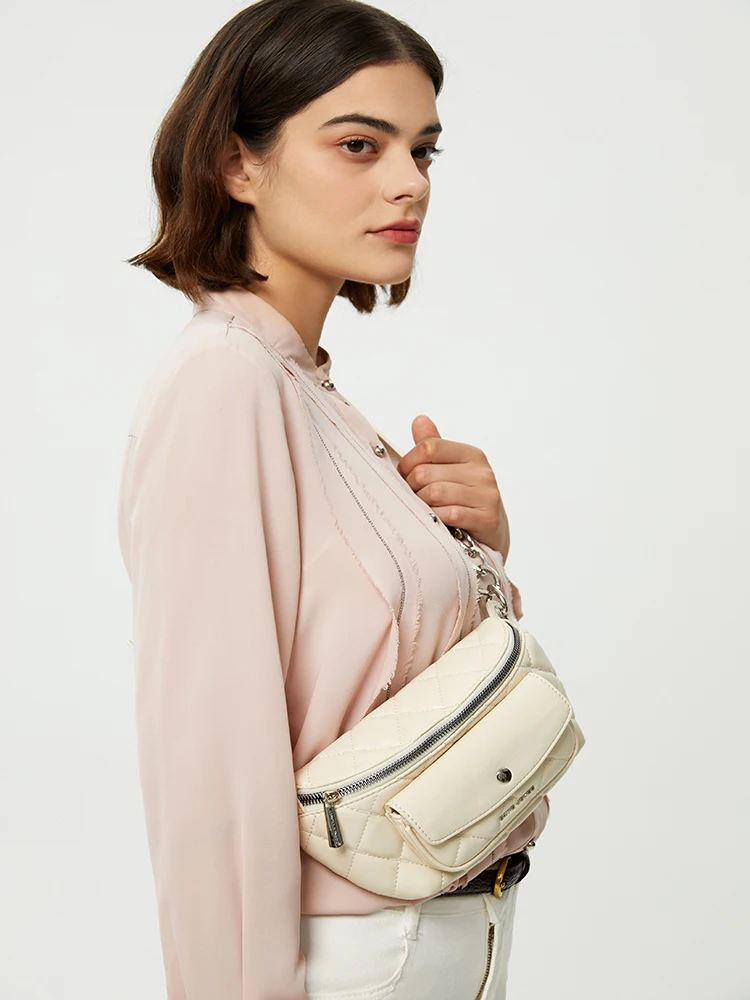 

David Jones Latest Fashion Women's PU Leather Crossbody Bag Solid Rhombic Plaid Casual Versatile Multi Occasion Shoulder Bag