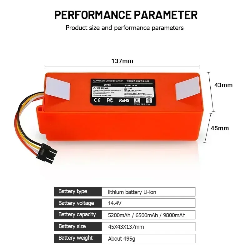 Фото Рекламная оригинальная сменная батарея BRR-2P4S-5200D для XIAOMI 1S 1ST Roborock SDJQR01RR, робот-пылесос для подметания и мытья полов №3