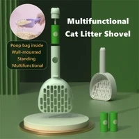 cat litter shovel self cleaning cats litter tray box scoopers with waste bags one piece portable cat litter box cleaning tools