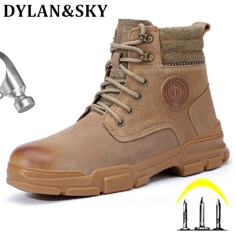 

Genuine Leather Winter Boots Steel Toe Safety Boots Ankle Boots Men Hiking Boots Anti-Piercing Working Shoes High Quality Shoes