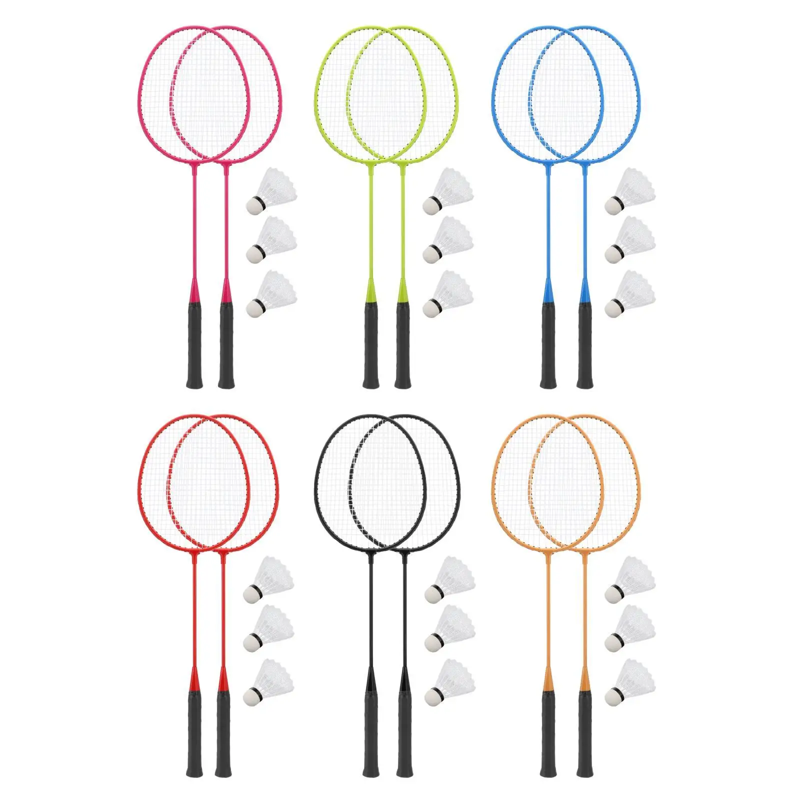 

2x Badminton Rackets with 3 Nylon Balls Professional Badminton Equipment Badminton Racquets for Friends Beginners Kids Adults