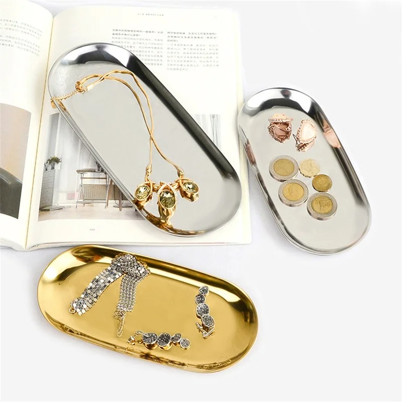 Металлический лоток для хранения в скандинавском стиле овальная тарелка