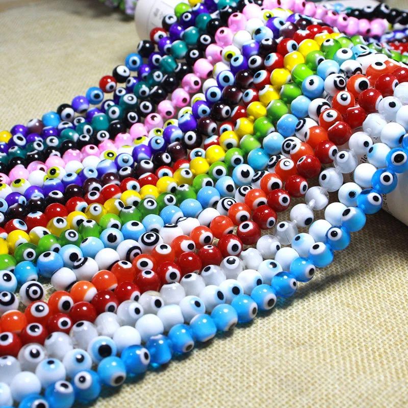 

4-10mm Multicolor Round Evil Eye Devil's Eye Glass Beads Loose Beads Turkish Eye DIY Jewelry Making Bracelet Earring Accessories