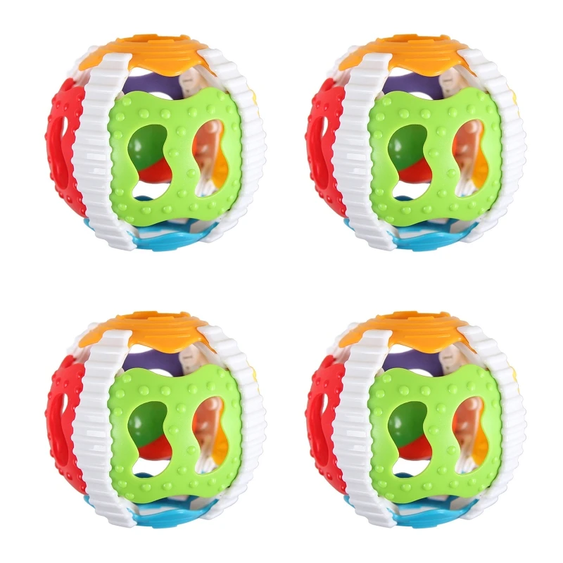 

Y3NF Baby Finger Training Bright Colorful Design Rotating Rattle Sensory Ball