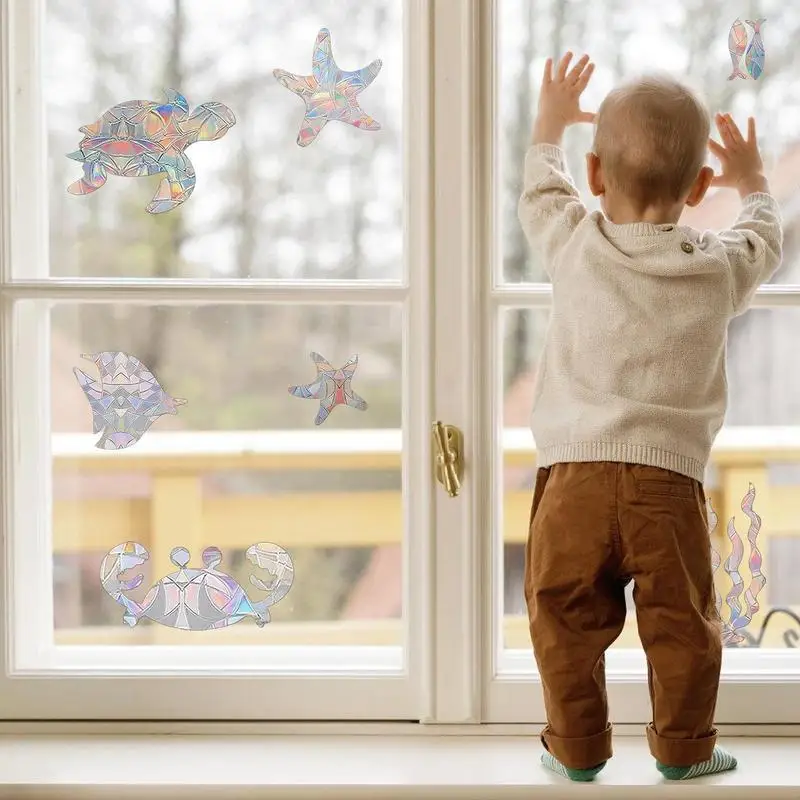 Оконная пленка Морской мир из ПВХ статическая оконная ловец солнца оконные