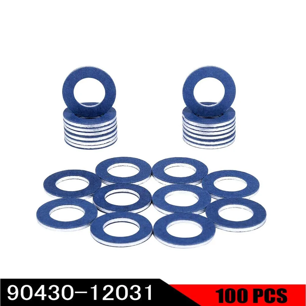 

100Pcs/set Aluminum Auto Oil Drain Plug Washers Gasket Hole For Toyota OE90430-12031 12mm 90430-12028 095-156 65394 Accessories
