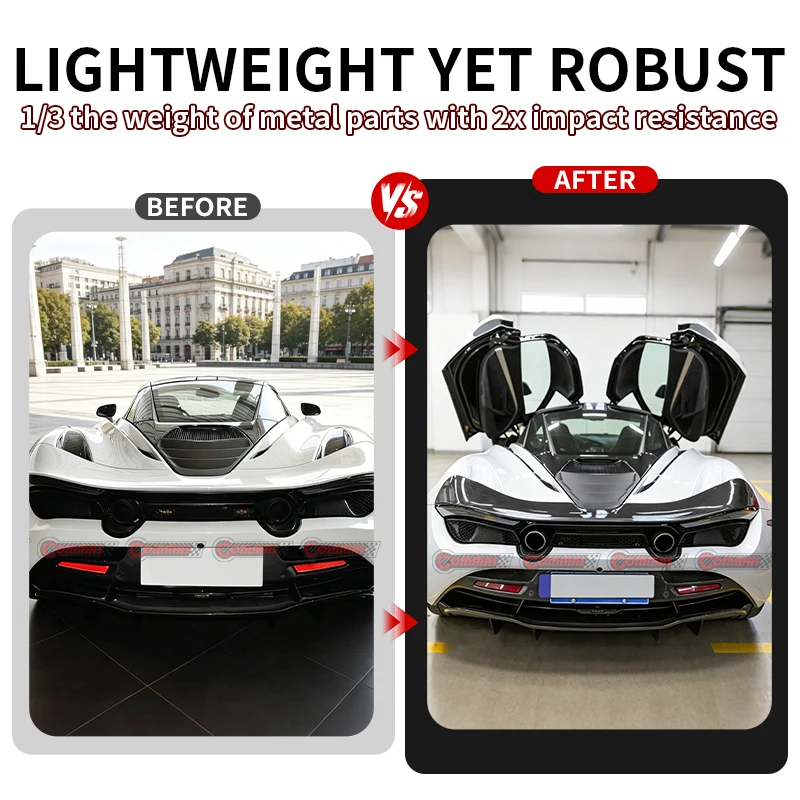 Фото Для McLaren 720S: задний спойлер/антикрыло из сухого карбона в стиле OEM, гоночная накладка на багажник, внешний тюнинг, обвесы №2