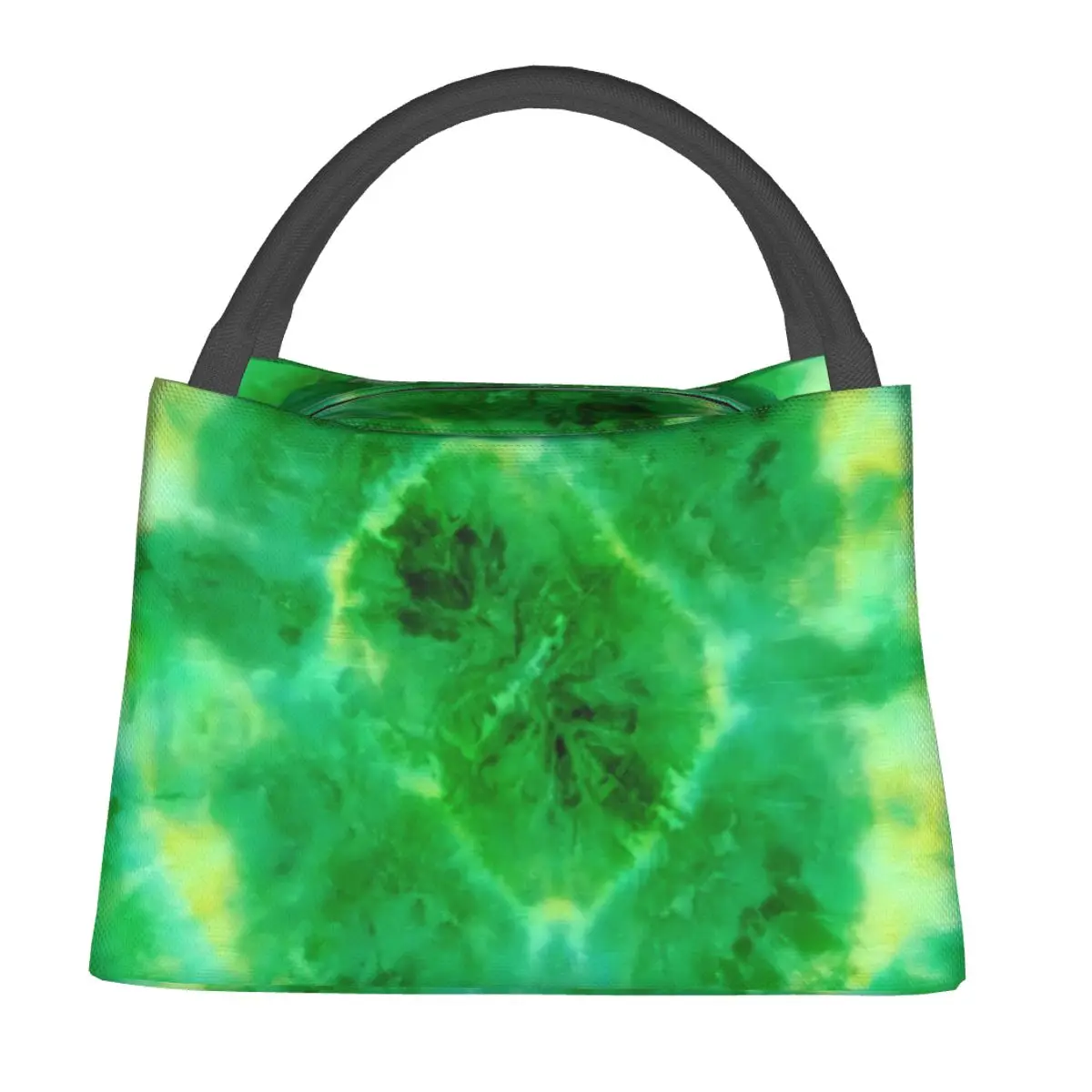 

Green Tie Dye Lunch Bag Abstract Print School Lunch Box For Men Casual Graphic Design Tote Food Bags Oxford Cooler Bag