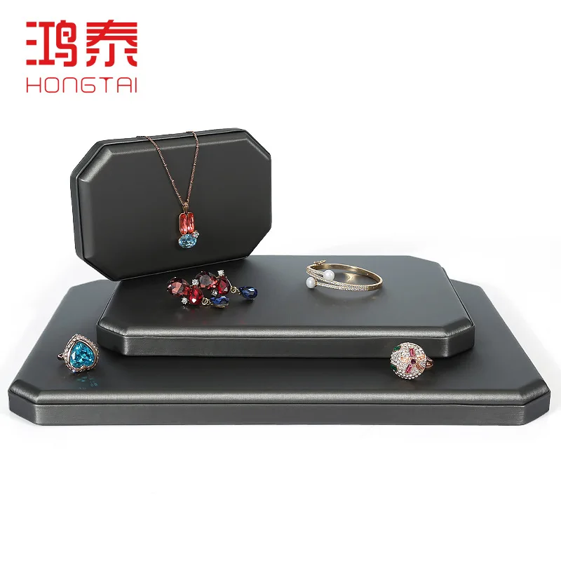 

Black Bracelet Jewelry plate Pu European jewelry display plate jewelry storage jewelry rack surround Necklace flat holder