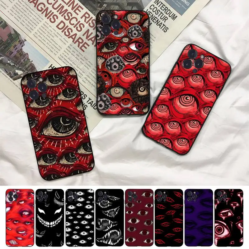 

Scary Face Eyes Phone Case For iPhone 14 11 12 13 Mini Pro XS Max Cover 6 7 8 Plus X XR SE 2020 Funda Shell