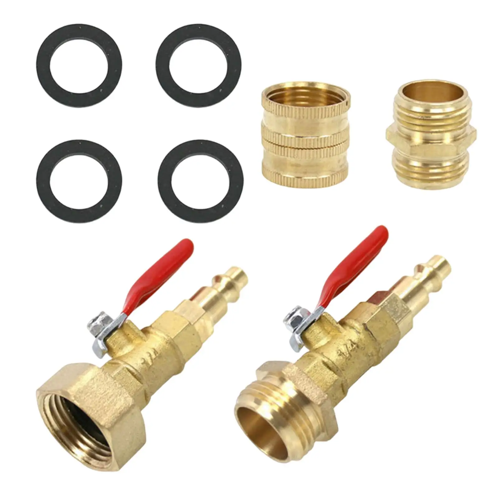 

Brass Winterize Blowout Adapter Set for RV, 1/4 inch Quick Connecting Plug Easy to Use Easy to Install for Camper Boat Trailer