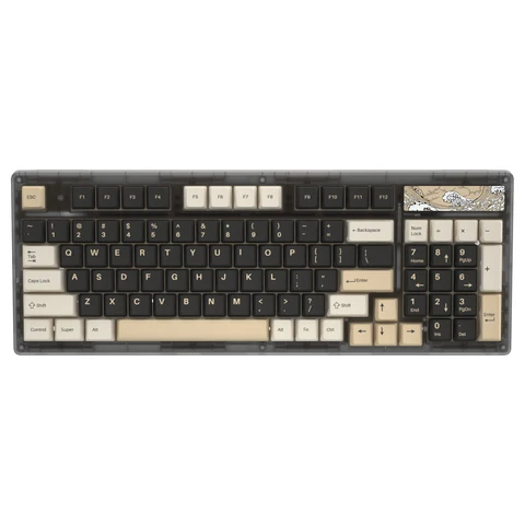 Винтажная белая клавиатура YUNZII Keynovo IF98 Pro с 98 клавишами 96% 1800, трехрежимная Беспроводная Bluetooth клавиатура с прокладкой и функцией горячей замены
