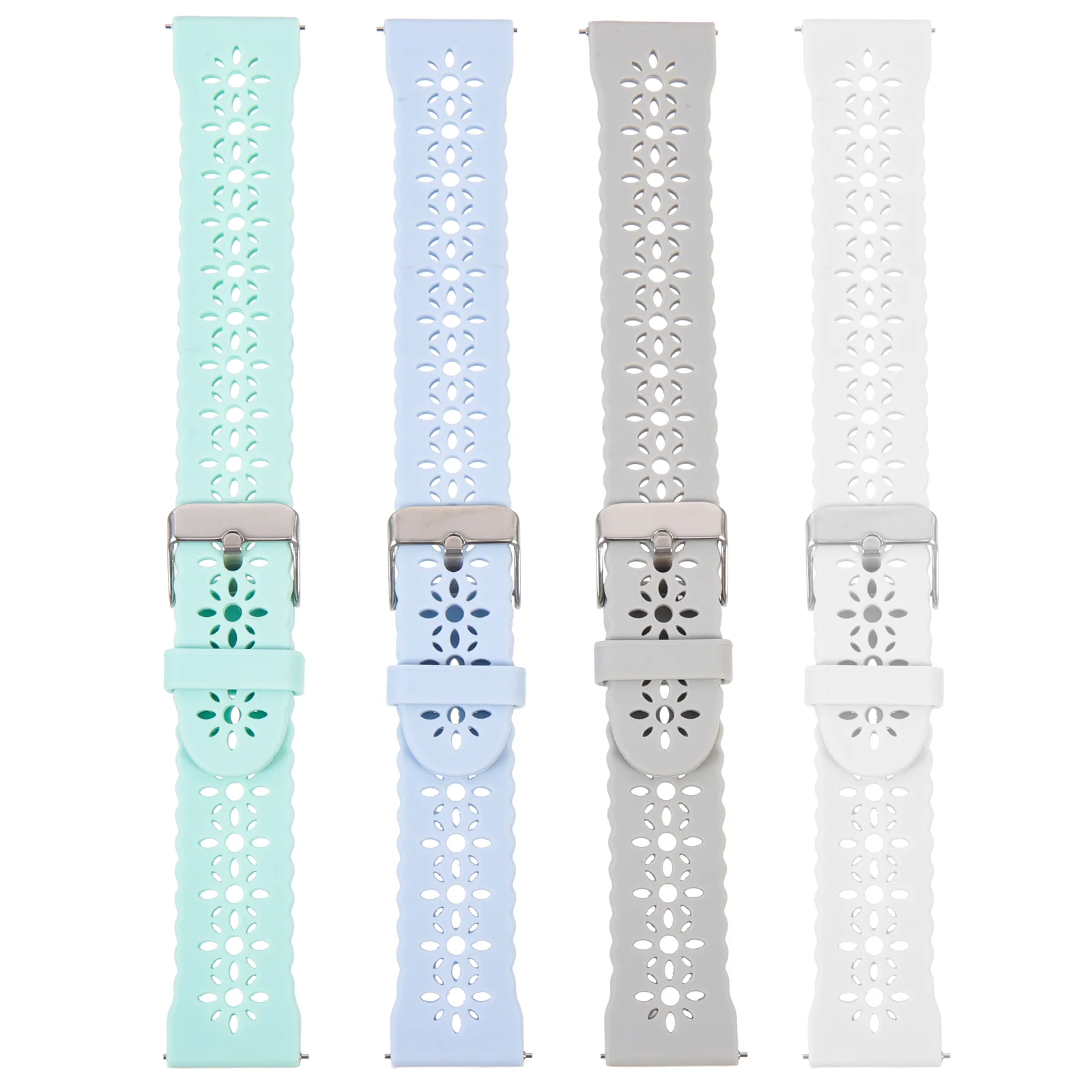 

4 Pcs Lace Silicone Strap Watch Smartwatch Band Replacement Fashion Watchbands Men's Watches Silica Gel Breathable Wrist