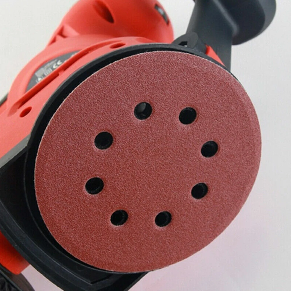 

50pcs 125mm 8 Holes Flocking Sandpaper Sheet Round Sanding Discs Wall Machine Sanding Sandpaper 40-240 Grit Abrasive Tools