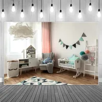Baby Crib White Clouds Curtain Desk Birthday Party Decoration Photography Backdrops Boys Living Room Window Ladder Backgrounds