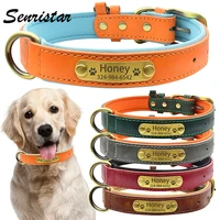 personalized padded leather dog name collar for small medium large dog custom engraved soft comfortable nameplate pet dog collar