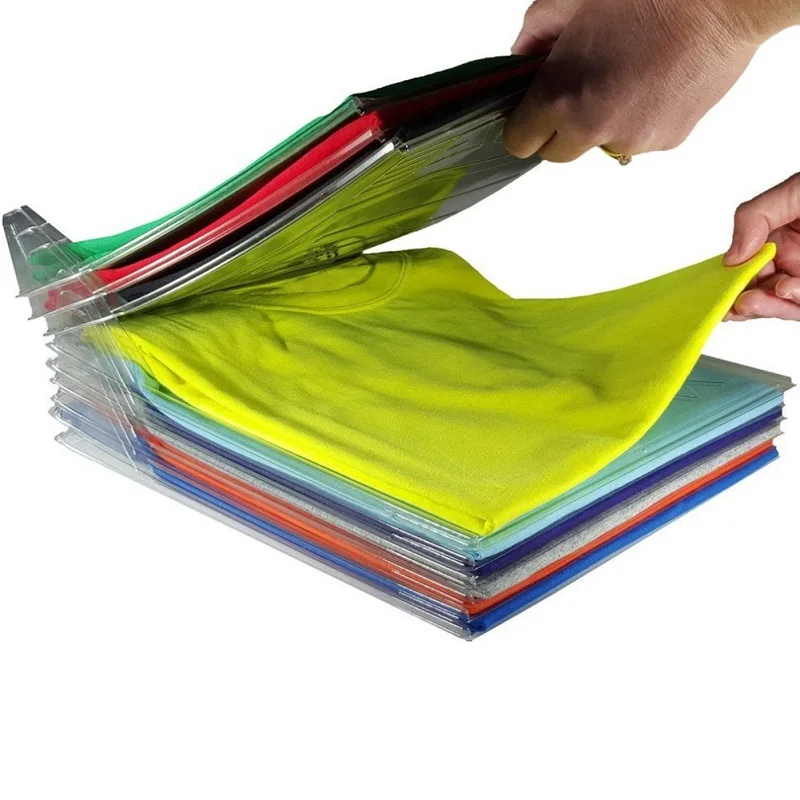 

10Pcs/lot Home Closet Clothes Folder Organizer Creative Shirt Folder Documents Dividers T-Shirt Organizations Storage System