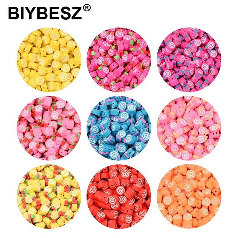 

Бусины из глины карамельного цвета, 30 шт., бусины из полимерной глины, аксессуары ручной работы, 7 ~ 10 мм