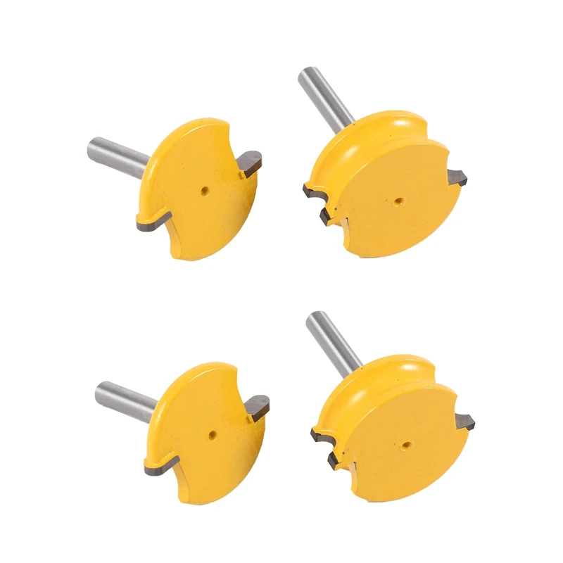 

4 Pcs 8Mm Shank Canoe Flute And Bead Router Bit Set Woodworking Cemented Carbide Wood Tenon Milling Cutter Bits Tools