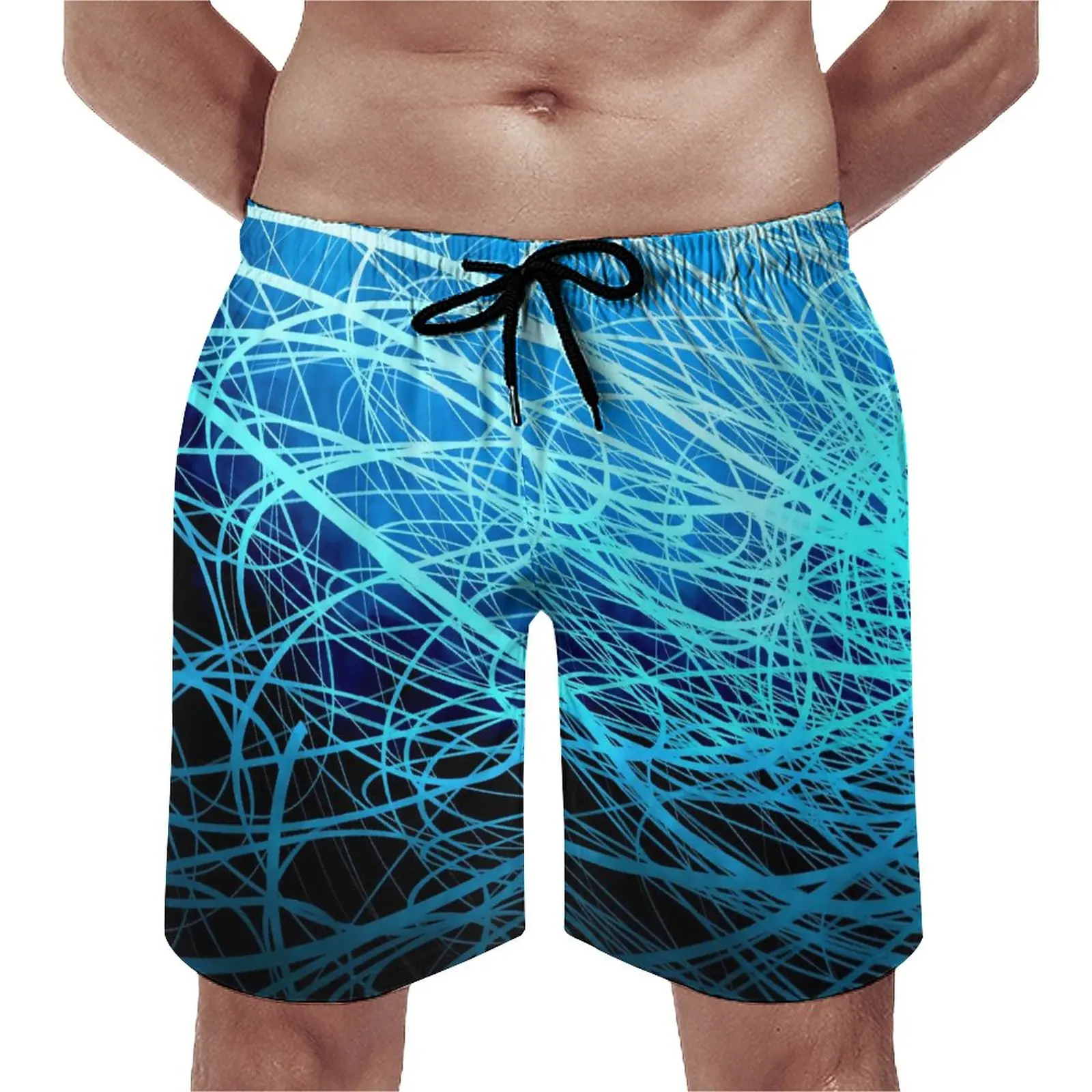 

Шорты для плавания мужские с абстрактным принтом, модные короткие штаны, спортивная одежда, удобные плавки с рисунком, синие полоски, на лето