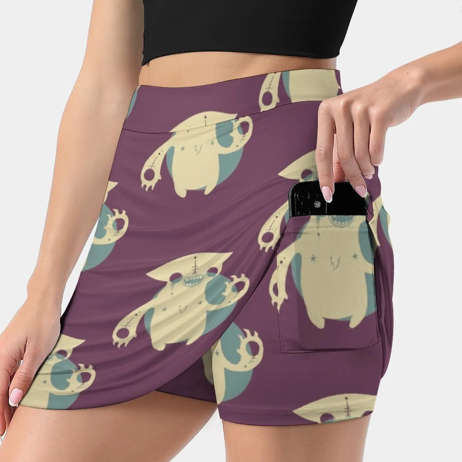 

Женская Спортивная юбка Skort с карманами, модная юбка в Корейском стиле, юбки 4Xl, яркие Необычные Юбки с котом и монстром