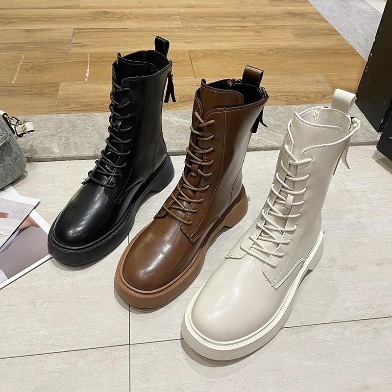 

Ботинки Martin Женские Британские женские кожаные ботинки студенческие на толстом каблуке женские ботинки повседневные модные кожаные ботин...