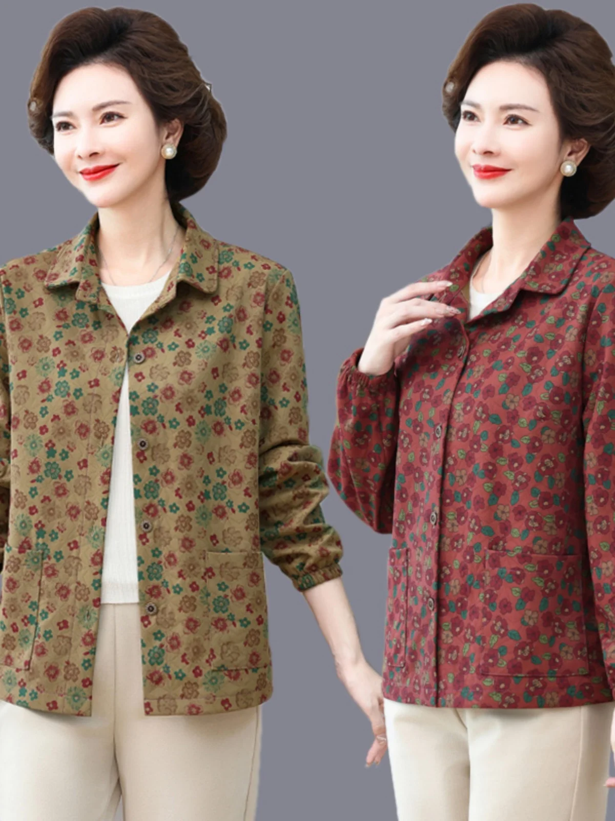 Весенне-осенняя одежда для мам среднего и пожилого возраста модные рубашки с