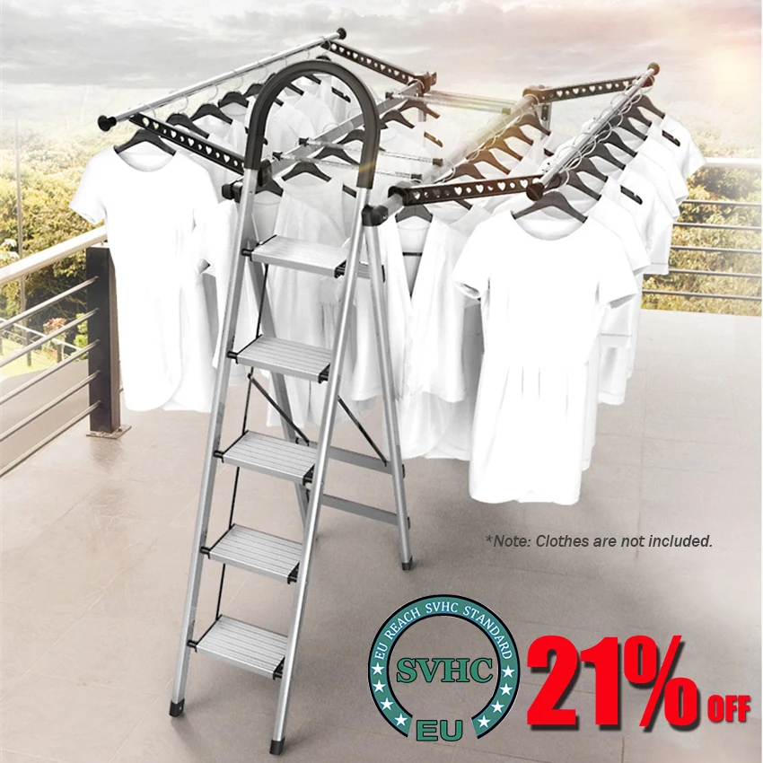 

Multifunctional Folding Ladder Thickened Aluminum Alloy Ladder Indoor Step Ladder Drying Rack Dual-purpose Herringbone Ladder