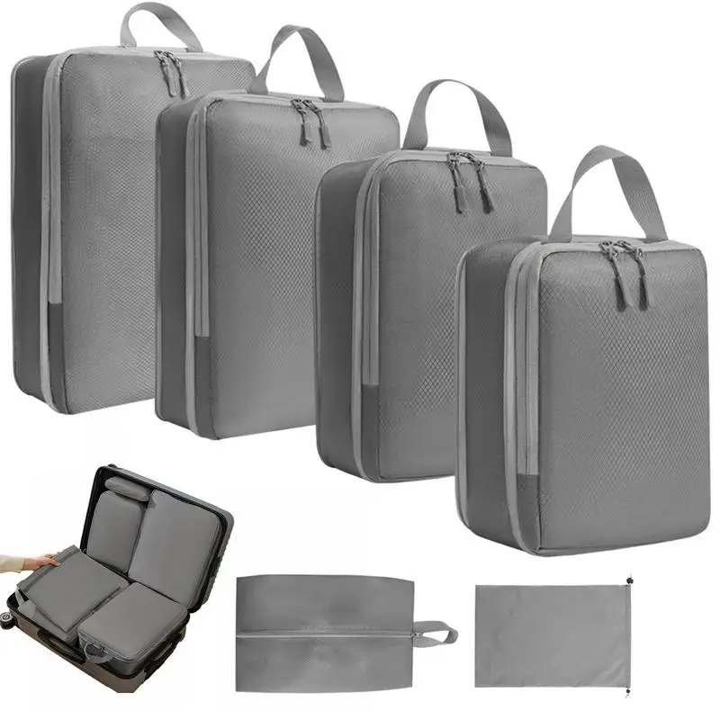 

Компрессионная упаковка в виде кубиков, чемодан, органайзер, сумки, набор из 6 шт. дорожных сумок для хранения с усиленной ручкой для путешествий