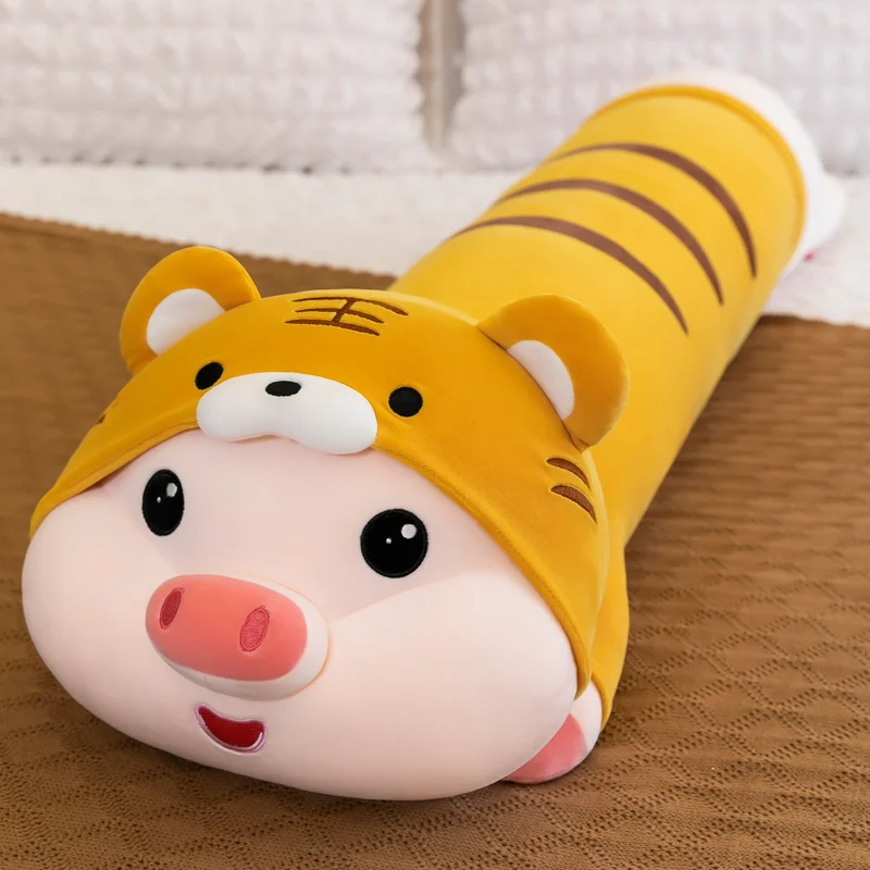 

70-130cm High Quality Giant Pig With Tiger Clothes Stuffed Plush Soft Pillow Cute Animal Toy For Kid Daughter Girl Birthday Gift