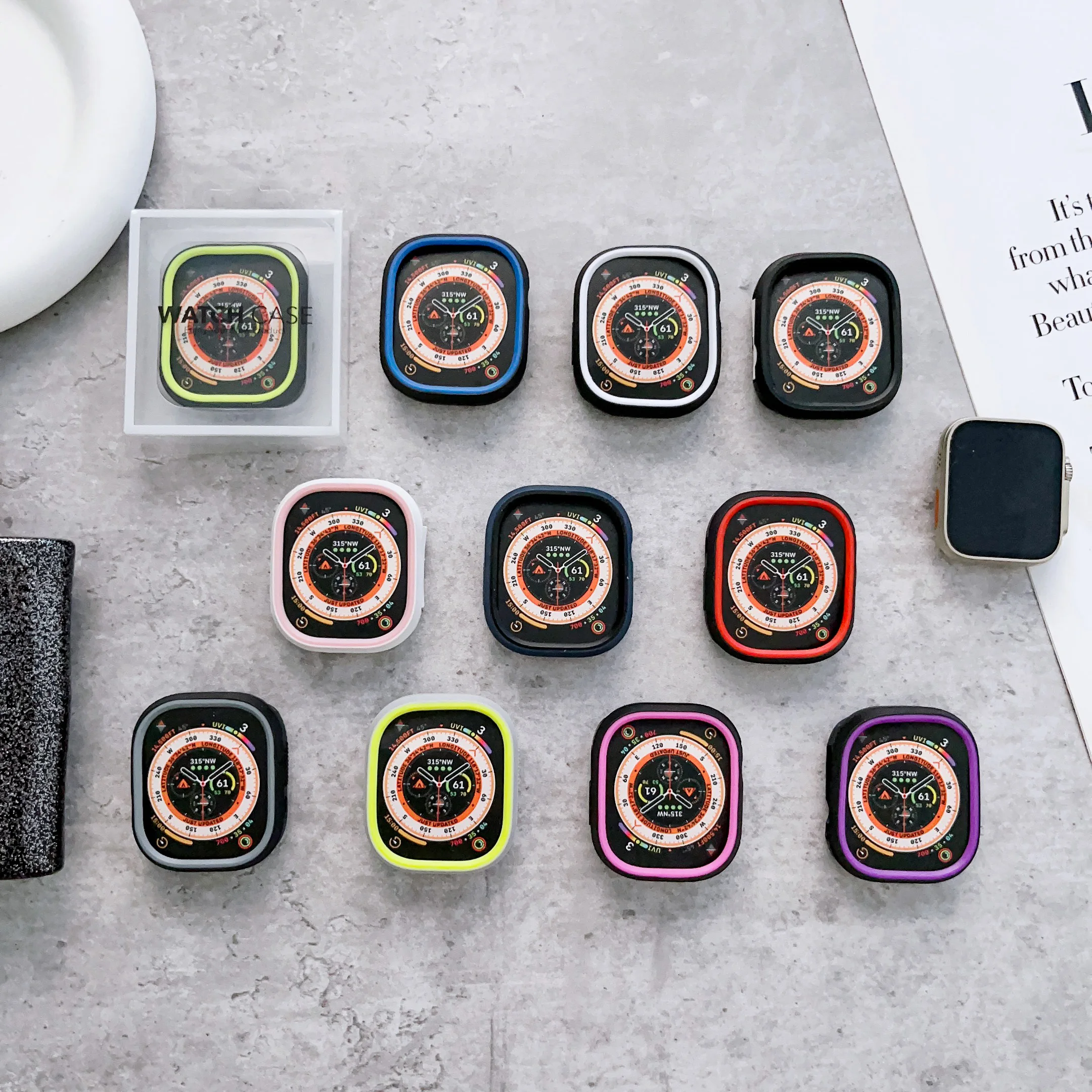 

Silicone Cover Case for Apple Watch Series Ultra 49mm Anti-Scratch Protcetive Bumper for IWatch 8 Back Cover Case Accessories