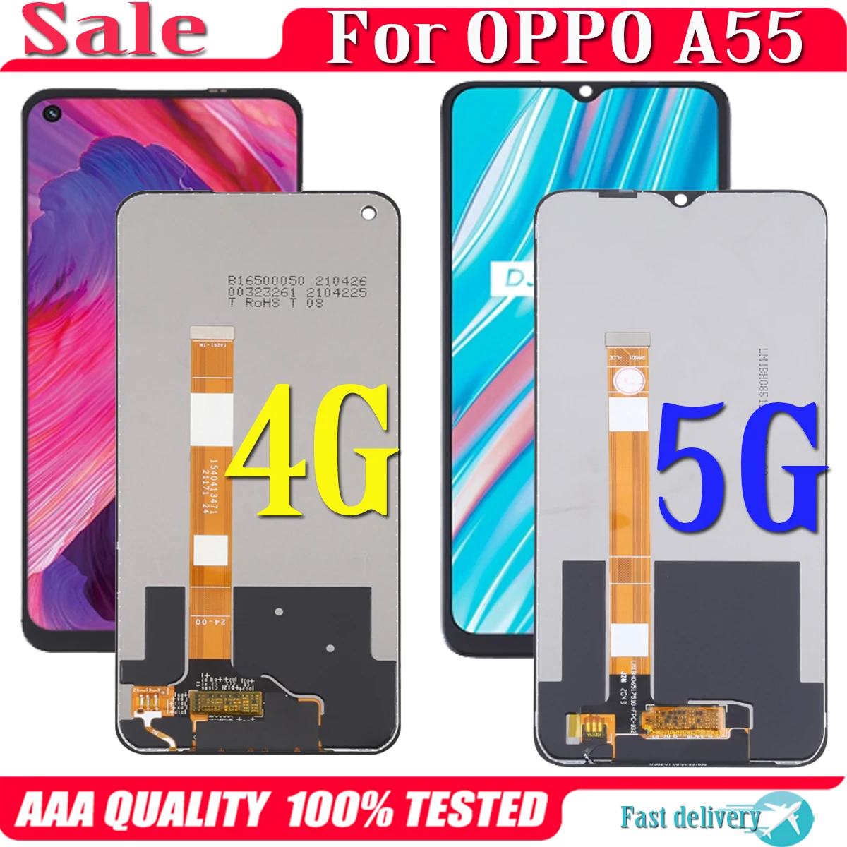 Оригинальный ЖК-дисплей для OPPO A55 CPH2325, сменный сенсорный экран, дигитайзер для OPPO A55, 5G PEMM00, PEMM20, PEMT00, PEMT20 LCD