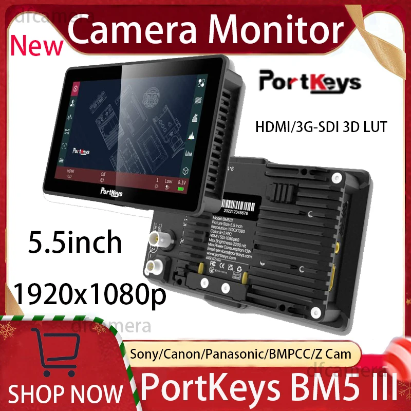 Фото Монитор для камеры Portkeys BM5 III 5,5 дюйма с яркостью 2200 нит 1920*1080 HDMI/3G-SDI 3D LUT для камер Sony,Canon,Panasonic,BMD,Z №1