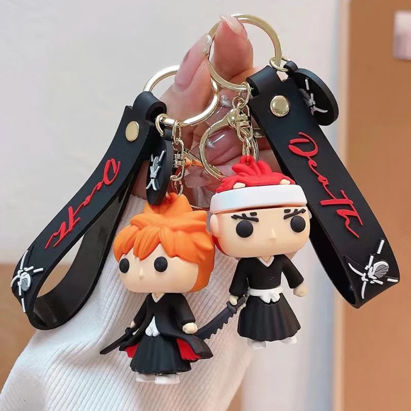 Купи Anime Bleach Keychain Cartoon Kurosaki ichigo Doll Pendant Key Chain Bag Car Keyring Jewelry Accessories Gift за 108 рублей в магазине AliExpress