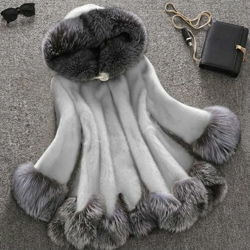 2023 New Winter Imitation Mink Fur Casual Coat Women's Thick Warm Ladies Fur Coat Mid-length