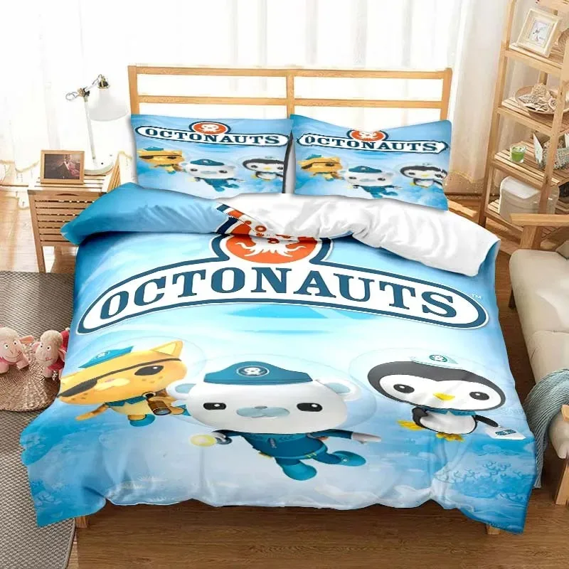 The Octonauts Cartoon Printed Bedding Set Children's Soft Duvet Cover Pillowcase Single Double Bed Queen Size Bedspread Kid Gift