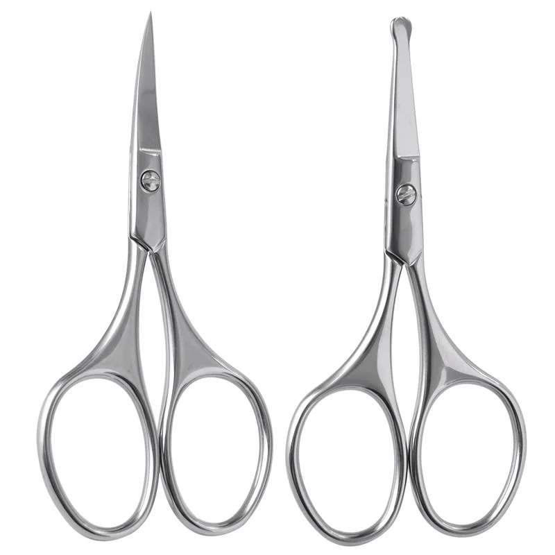 

Silver Nose Hair Scissors Stainless Steel Eyebrow Eyelash Trimmer Portable Facial Beauty Tool Tweezers Makeup Scissors