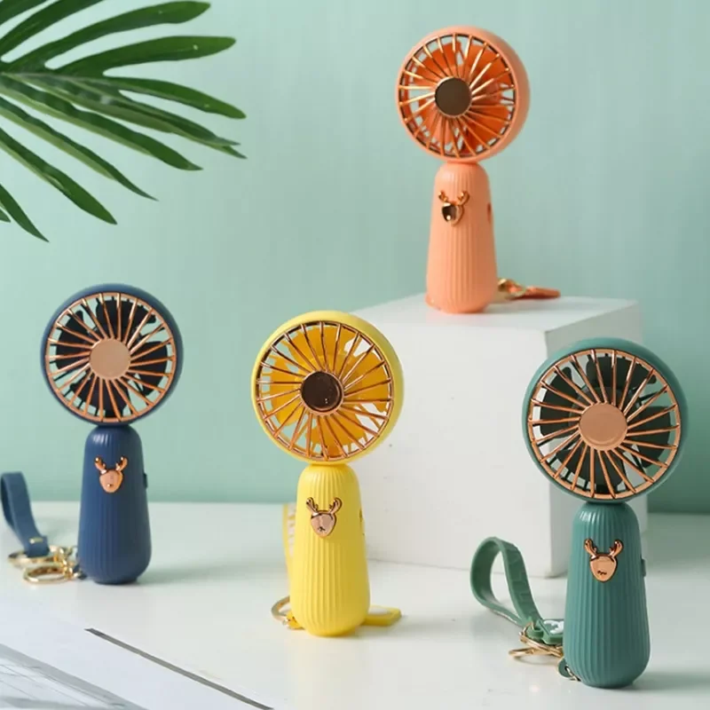 

USB Mini Portable Fans Summer Student Small Fan Charging Rope Key Chain Dropship