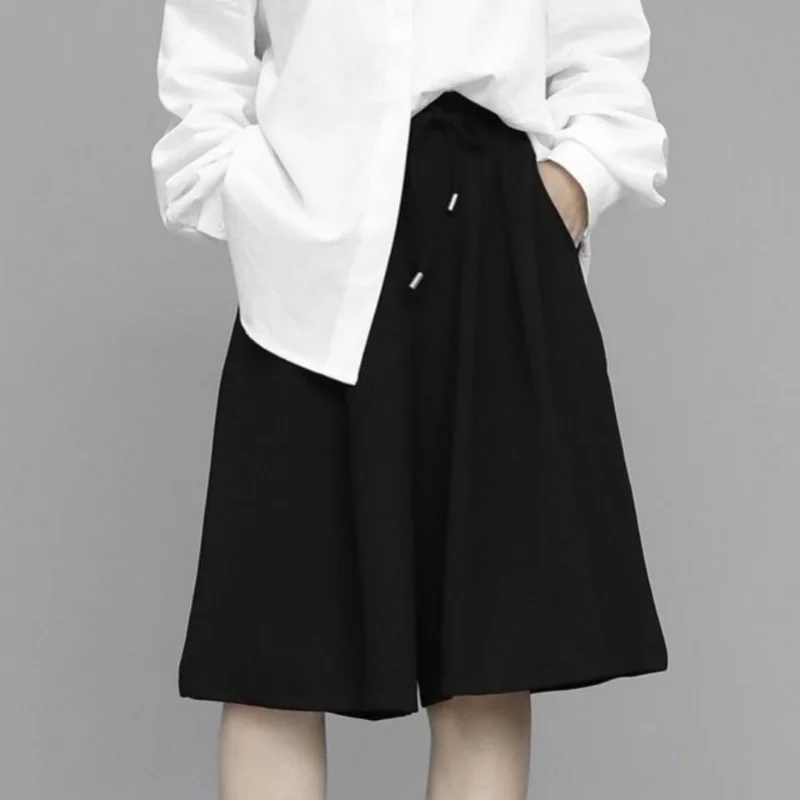 

Large Women Wide Leg Shorts Summer Vintage High Waist Loose Casual Shorts Black All-match Shorts StreetWear Y2k Clothing