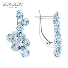 Серьги SOKOLOV из серебра с топазами, Серебро, 925, Женские, Серьги 2022 тренд, Оригинальная продукция