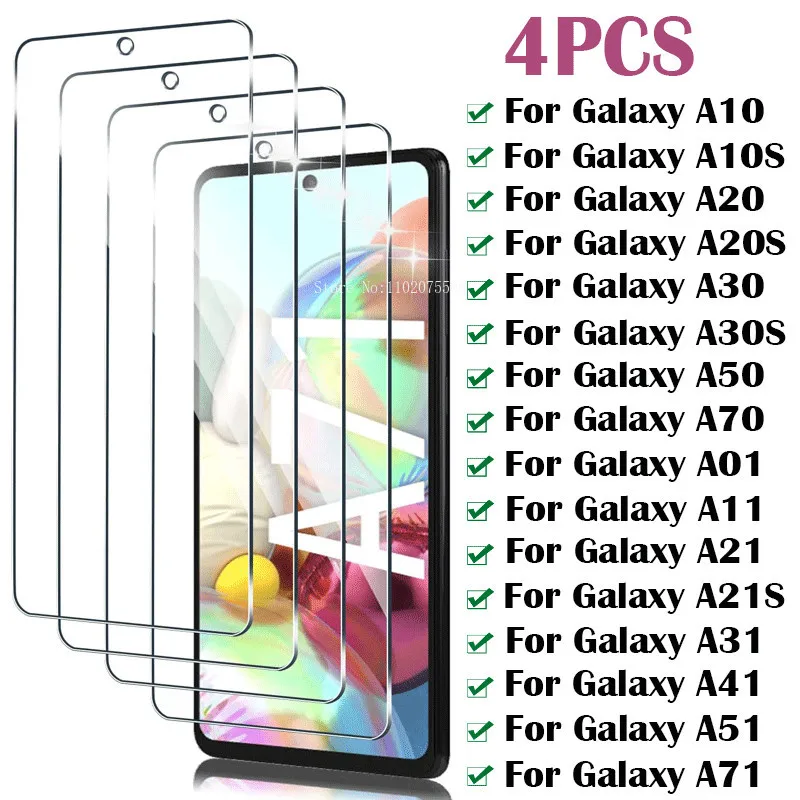 4 шт. закаленное стекло для Samsung Galaxy A51 A71 A31 A41 A21S Защита экрана A50 A70 A30S A20S A40 A10 A52 A22