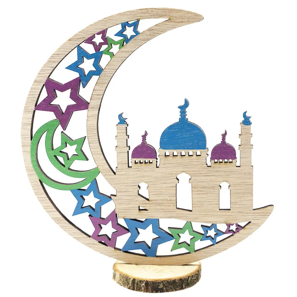 

Украшение Eid Mubarak, деревянная декоративная подвеска в форме Луны, товары для рукоделия дома, украшение Вечерние
