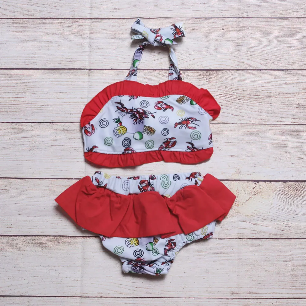 

Женский летний купальник, пляжная одежда, новый купальный костюм из двух предметов с рисунком ползунки, белый повседневный комплект для девочек