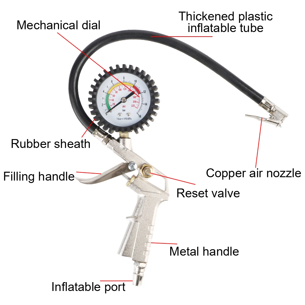 0-220PSI монитор давления воздуха в шинах тестер воздушный компрессор циферблат